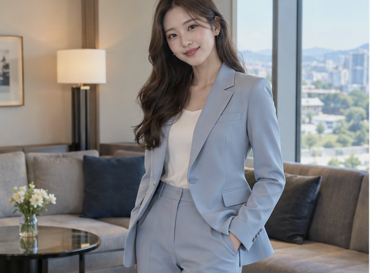 인계동 편안건강 회복 관리 안내 카드의 서로 다른 20대 성인 한국 여성 모델